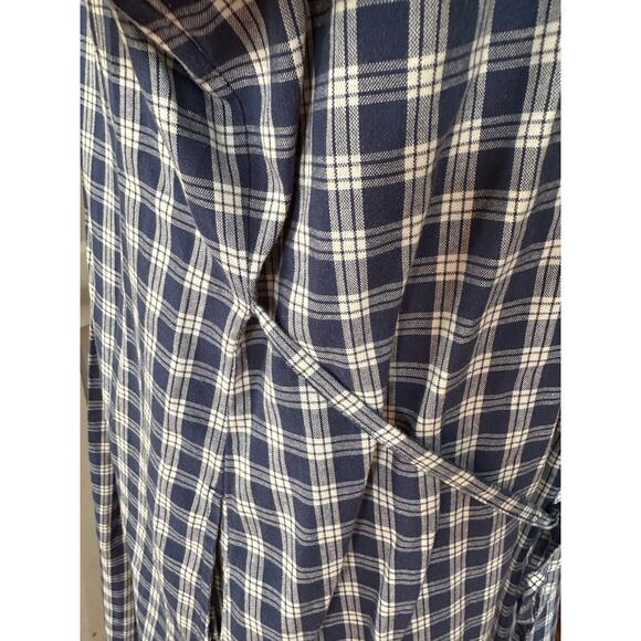 vintage L.L. Bean 100% Cotton Blue Plaid Button Front Cottagecore Dress Petite - Picture 14 of 15